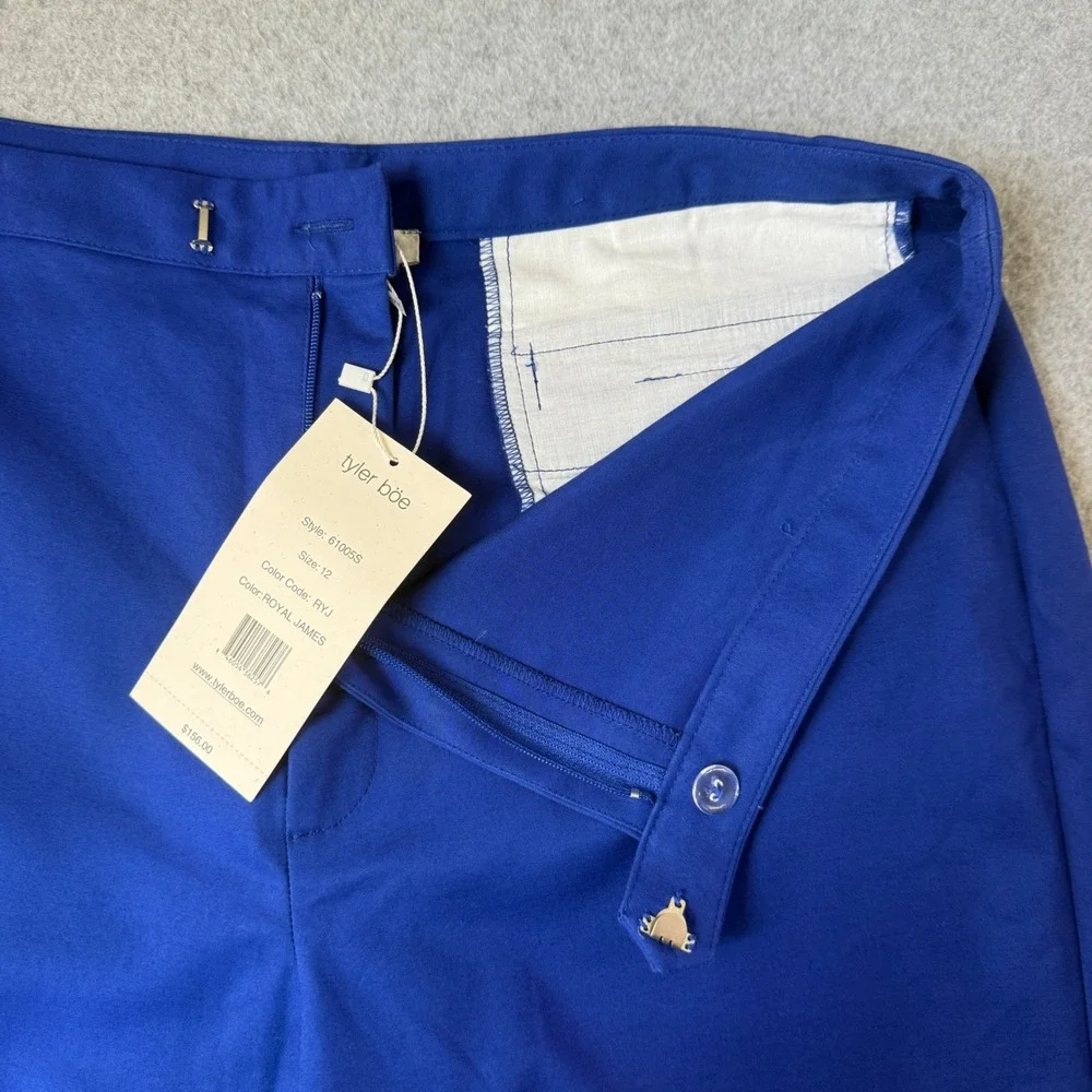 Tyler Boe‎ Royal Blue Ankle Pants Gold Button Career Casual Size 12 NWT